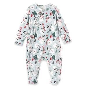 NEW TESA BABE kids long sleeve footed zipper romper in frosty